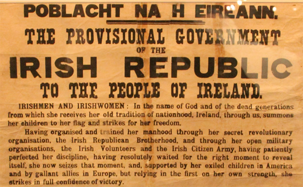 Top of the Irish Proclamation