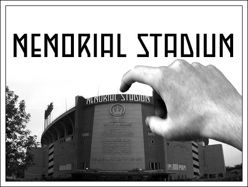 Recreated Memorial Stadium Lettering