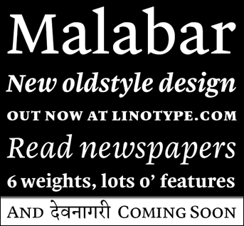 Malabar, a new oldstyle typeface from Dan Reynolds