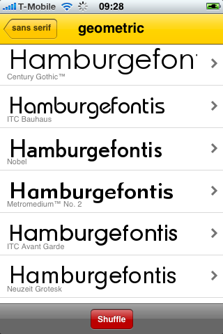 FontShuffle iPhone screenshot