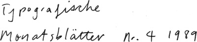 Typografische Monatsblätter Nr. 4 1989