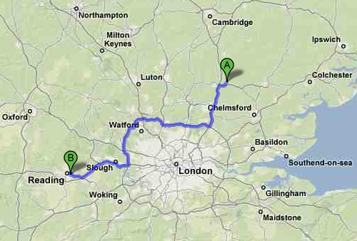 Auto route to Reading