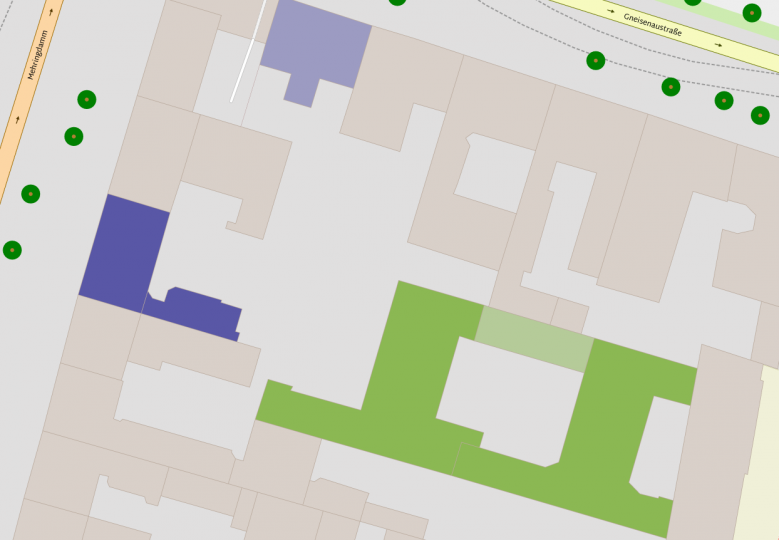 Map of the Mehringhof and adjacent buildings that used to house the H. Berthold AG