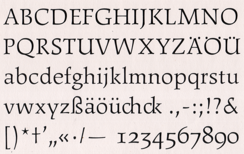 The Freundschafts-Antiqua typeface, designed by Yü Bing-nan and cut by Otto Erler at the HGB Leipzig.