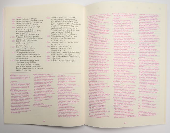 The origins of Akzidenz-Grotesk: Bibliography spread in Footnotes C