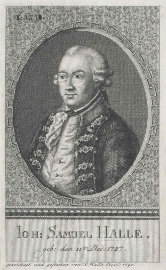 1791 portrait by of Johann Samuel Halle by his son, the copperplate engraver Johann Samuel Ludwig Halle 