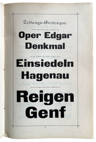 Zeitungs-Grotesque 36, 48 and 6pt sizes from a J. H. Rust & Co. typespecimen catalogue