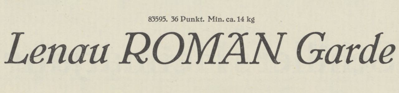 Specimen of Berthold’s Alt-Mediaeval-Kursiv typeface, designed by Max Hertwig