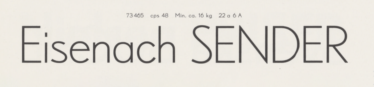 Specimen of the Magere Berthold-Grotesk typeface.