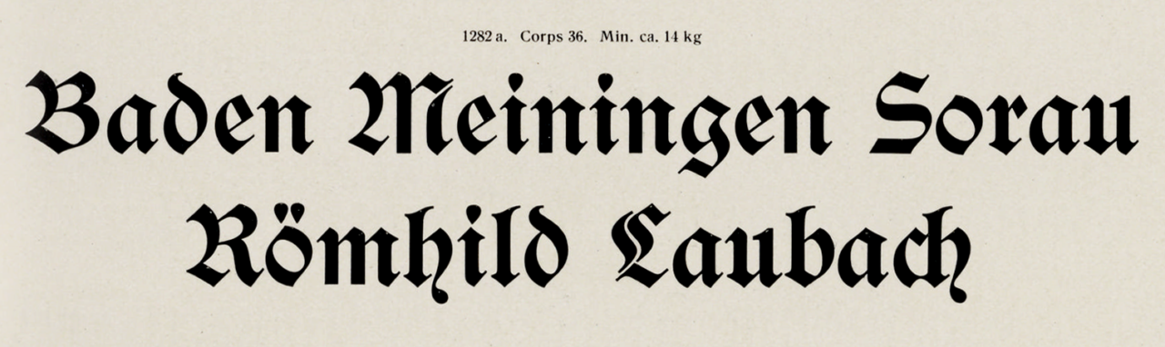 Specimen of Berthold’s Moderne halbfette Schwabacher typeface 