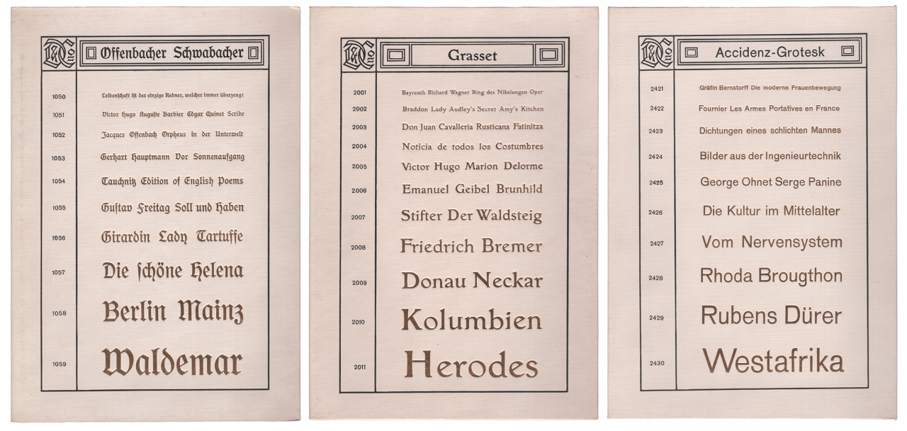 Offenbacher Schwabacher, Grasset, Accidenz-Grotesk