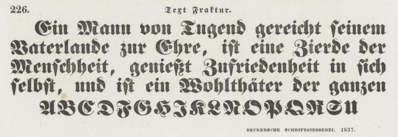 226. Text Fraktur Deckersche Schriftgiesserei 1837